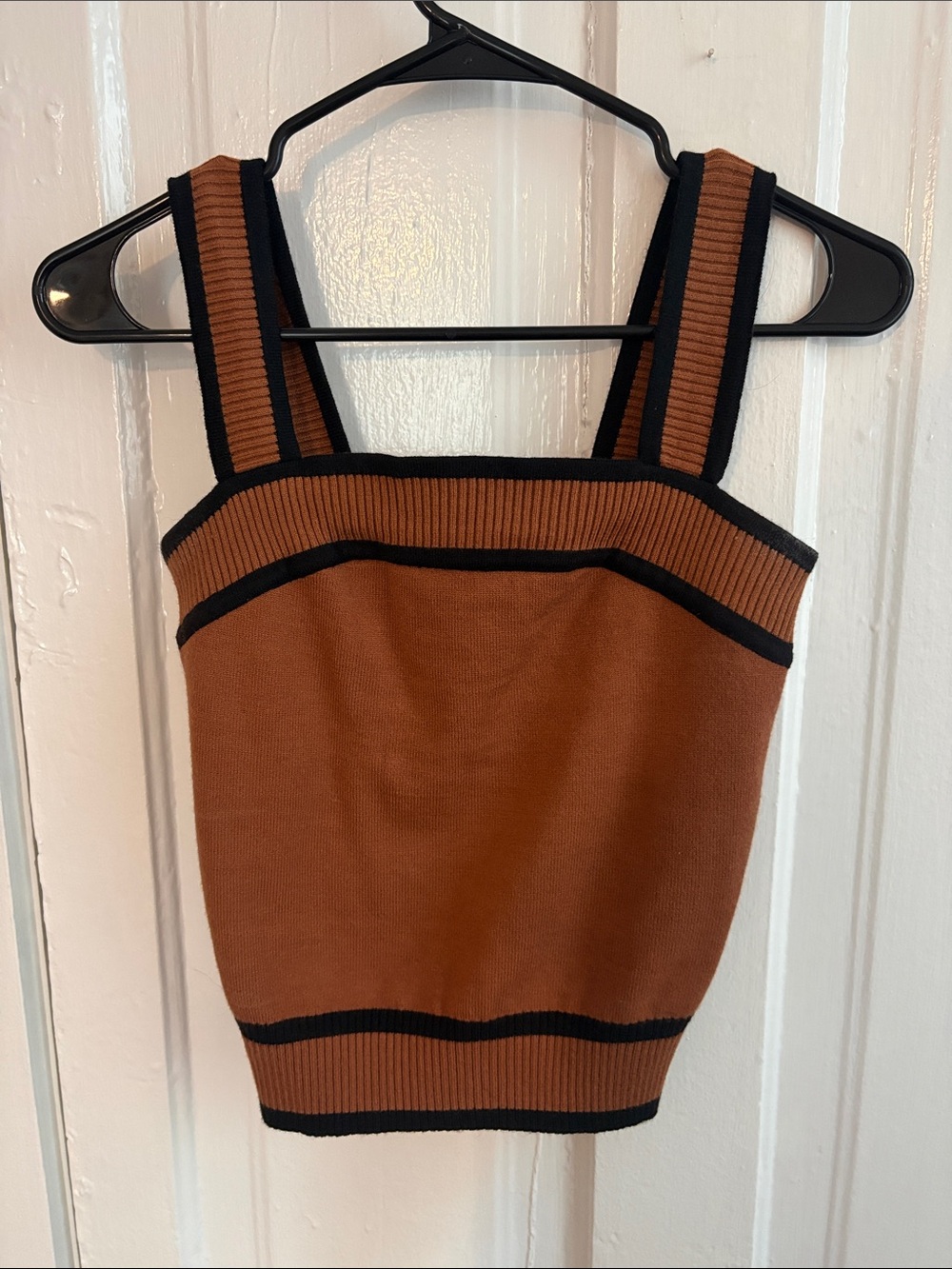 Ribbed Brown Camisole with Black Trim